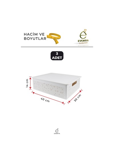 3lü Kapaklı Saklama Kutusu 12 Lt Çok Amaçlı Organizer Banyo Mutfak Dolap Düzenleyici Renkli
