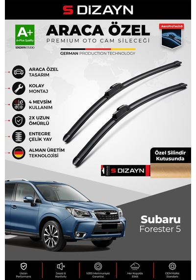 S-dizayn Subaru Forester Ön Cam Silecek Seti 2018-2024 Premium Araca Özel 65-40 Cm A+ Kalite
