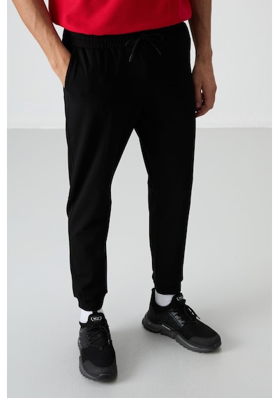 Tommy Life Siyah Pamuklu Yumuşak Dokulu Comfort Fit Nakışlı Erkek Jogger - 82123 Siyah