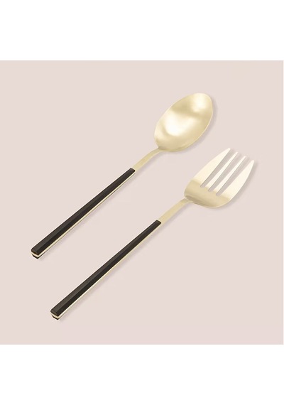Thee Mia Bianco 2 Parça Salata Servis Takımı - Siyah / Gold Renkli