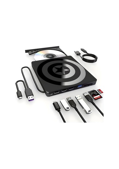 Harici Cd Dvd Okuyucu Yazıcı Usb 3.0 Type-c Hub Sd Tf Kart Okuyucu 4 Usb Portlu İnce Taşınabilir