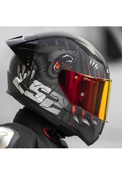 Ls2 Rapıd 2 Race Clawn Kapalı Motosiklet Kaskı Kırmızı Camlı Siyah