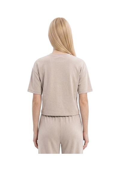 Cottonhıll Premium - Sway Collection Vizon Modal Bisiklet Yaka Nervür Dikiş Detaylı Tişört