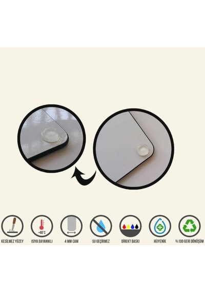 Mavi Çiçekler Cam Kesme Tahtası - Cam Kesme Tablası 30 Cm X 40