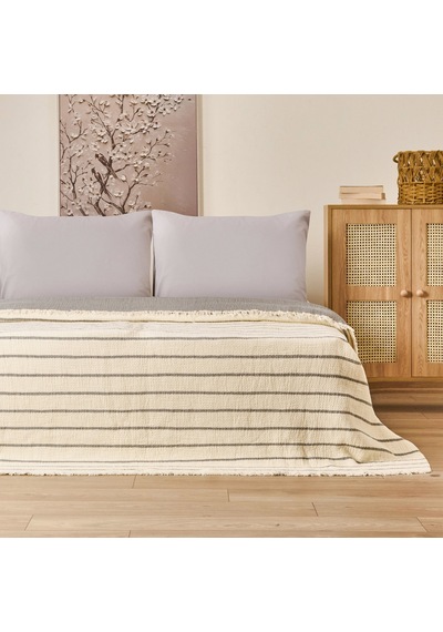 Soft Serena Çift Kişilik Yatak Örtüsü - Ekru / Antrasit - 230x250 Cm Çok Renkli