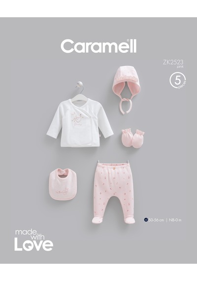 Caramell Love Bunny 5'li Hastane Çıkışı Zıbın Seti Pembe renkli