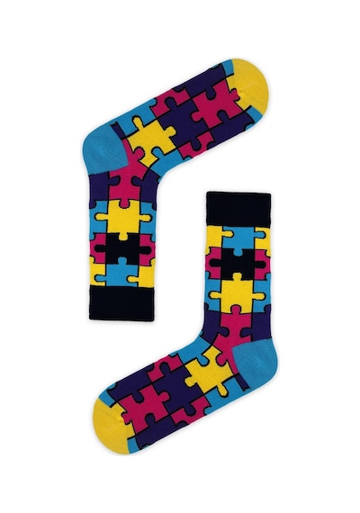 Carnaval Socks Renkli Puzzle Desenli Soket Çorap Çok Renkli