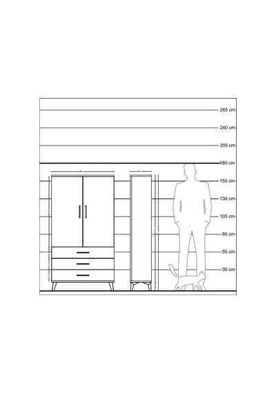Arges Dolap 3 Raflı 3 Çekmeceli 2 Kapaklı 88x30x163 Antrasit-çam Antrasit