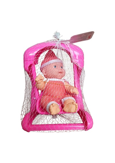 Oyuncak Salıncak Ve Bebek Seti 22 Cm Salıncak, 20 Cm Bebek, Renkli Kıyafetli Mini Bebek Oyuncak