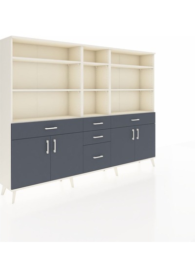 Arges Dolap 11 Raflı 5 Çekmeceli 4 Kapaklı 220x30x163 Aytaşı-antrasit Antrasıt - Aytası