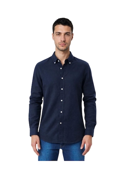 Arma Ar-ma Erkek Keten Gömlek Baskisiz Basic Düğme Kapamali Cepsiz Uzun Kollu Gömlek Dokuma Kumaş Regular Fit %60 Pamuk %40 Keten Y31485118102 Lacivert-l1