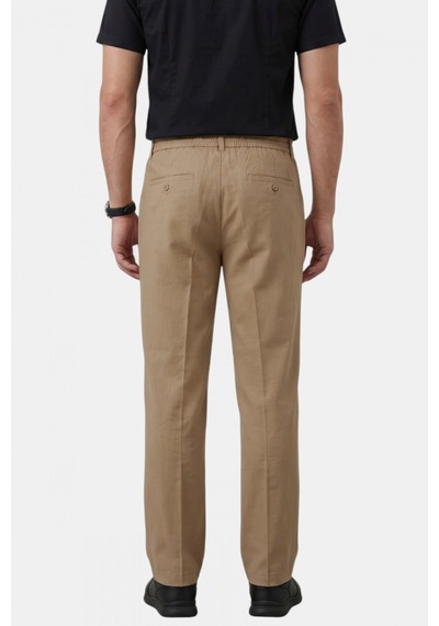Deep Sea Deepsea Bej Baggy Fit Pileli Kumaş Pantolon Likralı, Beli Lastikli Rahat Kesim Erkek Pantolon 2600920