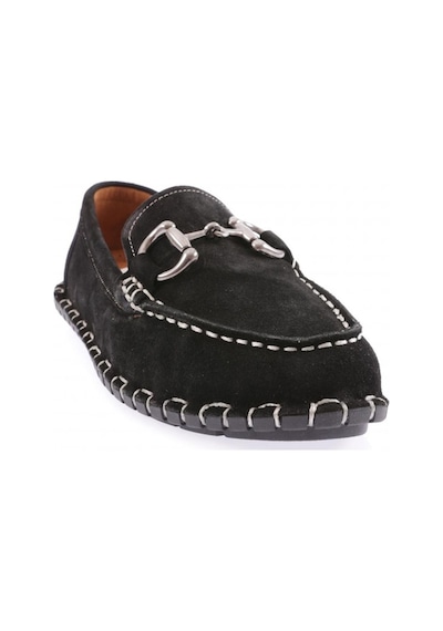 Dgn 600-23y Kadin Dikiş Detayli Metal Tokali Loafer Ayakkabi 600-2109-R1680 Siyah
