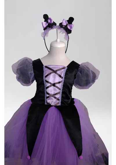 Moda Sitesi Kuromi Kostüm ,cadı Kostümü , Kız Çocuk Halloween, Balo Elbisesi Siyah - Lila