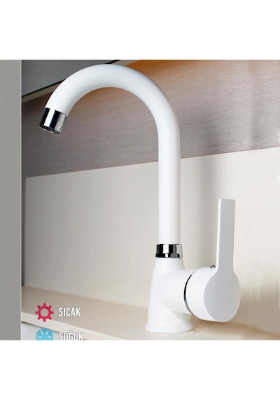Inventa Beyaz Delta Kısa Borulu Lavabo Bataryası