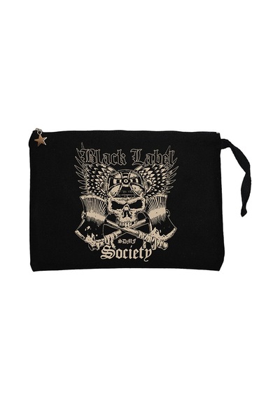 Black Label Society Skull Classic Astarlı Cüzdan / El Çantası Siyah
