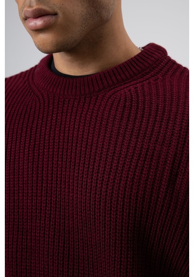 Vamos Bisiklet Yaka Oversize Triko Kazak V60-10 Bordo