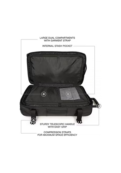 Eastpak Orta Boy Valiz Ultra Hafif, Geniş Hacimli, Dayanıklı Kumaş, Sessiz Tekerlekli Ek00095d80w1 Siyah