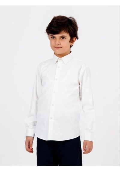 Zekids Çocuk Klasik Beyaz Uzun Kollu Gömlek-15783 Beyaz
