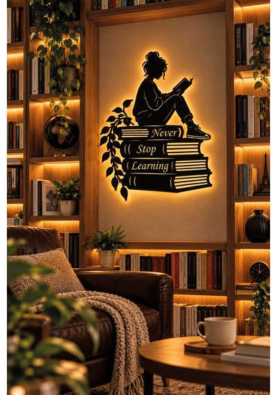 Led Işıklı Tablo Kitap Okuyan Kız Dekoratif Duvar Tablosu Never Stop Learning Kitap Temalı Dekoratif Sarı - 932543327 Sarı Led Işıklı Tablo Kitap Okuyan Kız Dekoratif Duvar Tablosu Never Stop Learning Kitap Temalı Dekoratif Sarı - 932543327 Sarı