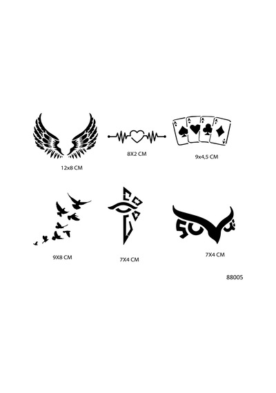 Airbrush Tattoo Tribal Kanat Şansı Geçici Dövme Şablonu Seti Sadece Desen