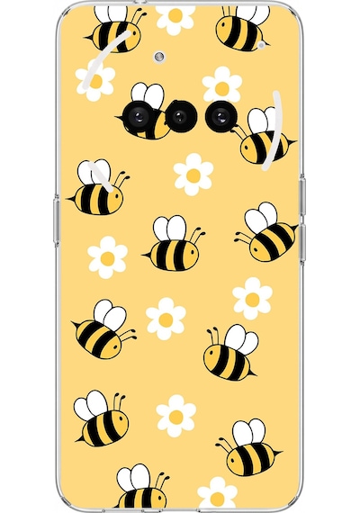 Nothing Phone 3a Uyumlu Arı Ve Papatyalar Baskılı Silikon Kılıf Renkli