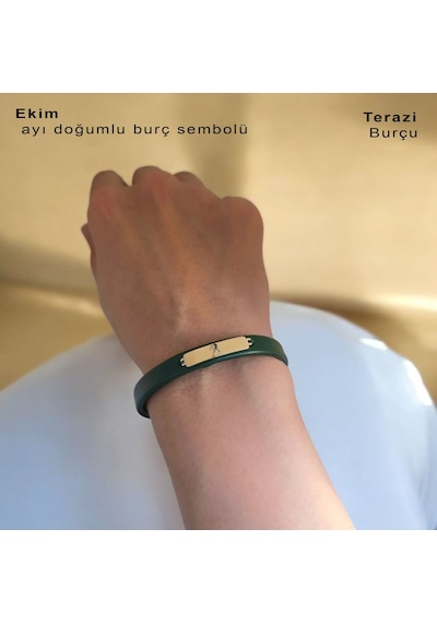 Archin Terazi Burçlarına Yeşil Derili 14 Ayar Altın Plakalı Dikdörtgen Figürlü Hediye Bileklik-367burç Terazi Archin Terazi Burçlarına Yeşil Derili 14 Ayar Altın Plakalı Dikdörtgen Figürlü Hediye Bileklik-367burç Terazi
