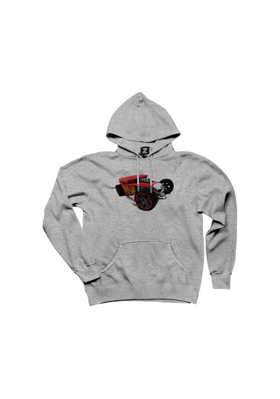 Hot Wheels Skull Car Gri Kapşonlu Sweatshirt Hoodie Siyah