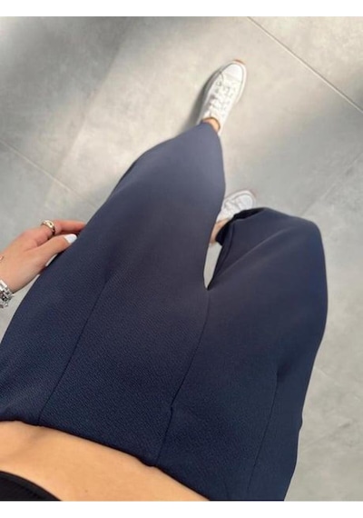 Paw Garage Kemersiz Balon Pantolon, 4 Mevsim, Krep Kumaş, Full Likralı Lacivert