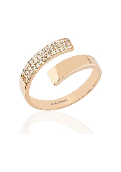 Rose Altın Eklem Yüzük Taşlı 14K Gold 377236708