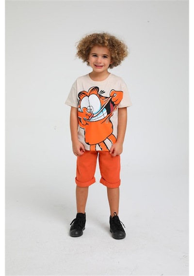 Jack Lions Erkek Çocuk Pamuklu Garfield Tshirt-12842-bej Bej