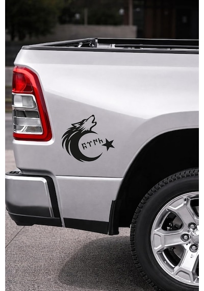 Tr Türk Motifli Bozkurt Ay Yıldız Sticker - Türk Bayrağı Araba Motor Sticker 15x13cm Genel