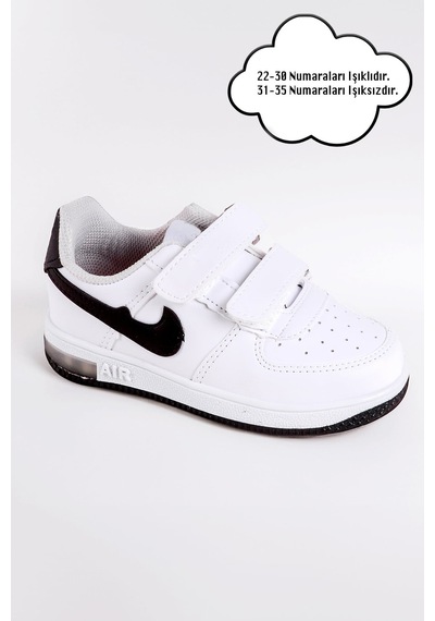 Nese Shoes Işıklı Çocuk Ortopedik Destekli Sneaker Beyaz-siyah