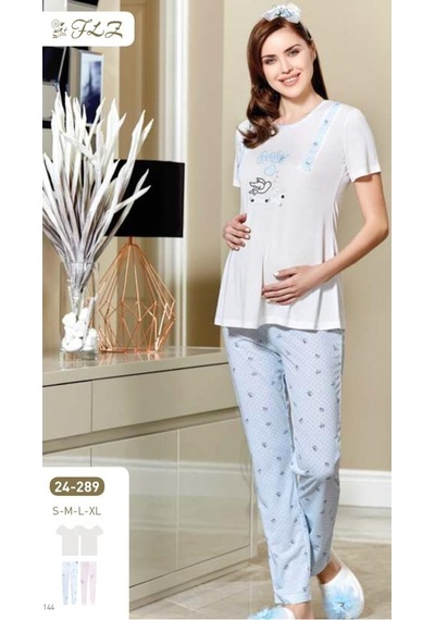 Flz 24-289 Yeni Sezon Hamilelohusa Pijama Takımı Mavi