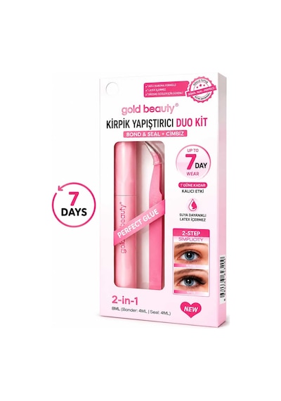 Takma Kirpik Yapıştırıcı 3'in 1 Kirpik Yapıştıma Seti Yapıştırıcı Sabitleyici Cımbız Seti