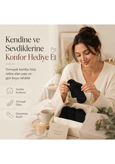 Elitse Kadın Bambu 6 Lı Dikişsiz Babet Çorap Siyah Beyaz Gri Görünmez Sneaker Çorap Nefes Alan Yumuşak Beyaz 6'lı