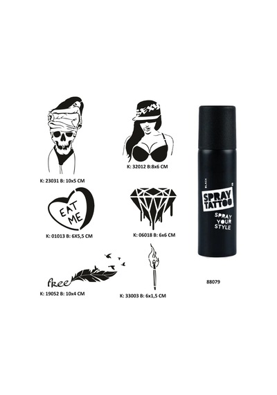 Davetkar Modeller Spray Tattoo Geçici Dövme Seti Dark Sprey Dövme Kiti