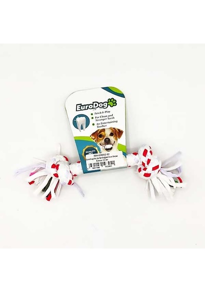 Eurodog - 144 - Diş İpi İki Düğüm İnce Beyaz Kırmızı - Edntrend - 15 Cm