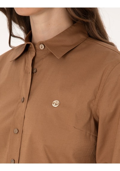 Pierre Cardin Kadın Camel Gömlek Desenli 50313589-vr015 CAMEL