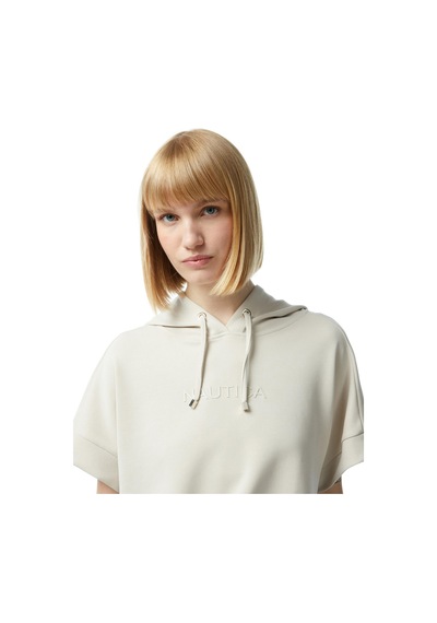 Nautica Kadın Relaxed Fit Kısa Kollu Sweatshirt - Bej Bej
