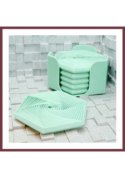 Storeşahin 3d Baskı Super Fidget Coaster Seti - Altıgen Desenli Bardak Altlığı Ve Tutucu-mint Shn0720 Çok Renkli