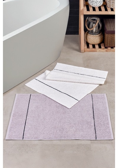 Valona 50x70 Cm 2'li Ayak Havlusu/banyo Paspası Gri-krem Gri - Krem