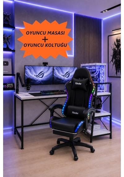 Oyuncu Masası + Oyuncu Koltuğu Takımı, L Masa Ve Ledli Sandalye Seti, Raflı Masa, Gaming Masası, Gaming Sandalyesi-4 Diğer Oyuncu Masası + Oyuncu Koltuğu Takımı, L Masa Ve Ledli Sandalye Seti, Raflı Masa, Gaming Masası, Gaming Sandalyesi-4 Diğer