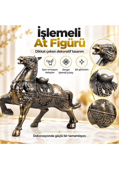 Lüks Alaşım Metal At Figürlü Kapaklı Dekoratif Küllük Ve Takı Saklama Kutusu Metal Biblo 25 X 20 Cm 73066474