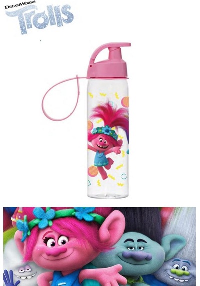 Flosoft Lisanslı Trolls Matara, Trolls Desenli Okul Suluğu, Sızdırmaz Öğrenci Suluk 500Ml