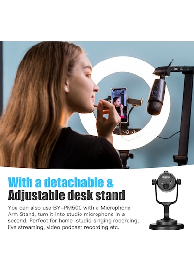 Boya Usb Kondansatörlü Mikrofon, By-pm500 Usb Stüdyo Mikrofonu, Windows, Mac Ve Pc İçin, Vokal, Youtube Akışı, Oyun, Konferans Çağrısı, Asmr, Podcast Video Kaydı İçin Çıkarılabilir Stant Sku: Smgstk7