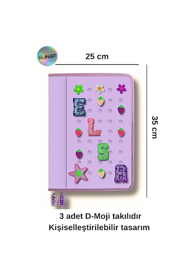 Delik Serisi 25x35 Cm Ödev Dosyası, Abka Taşıyıcı Proje Dosyası Fermuarlı 1 Adet Mor