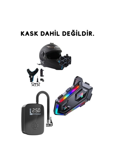 Fırsat Paket Motorsiklet Kask Interkom Kulaklık Oto Hava Pompa Kompresörü Kask Telefon Tutucu Aparat