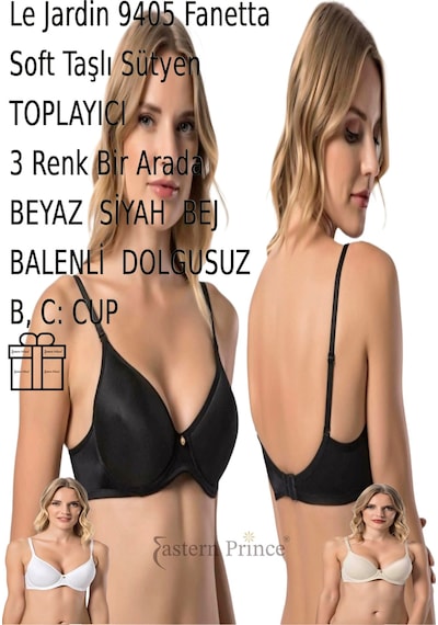 Le Jardin Sütyen Fanetta Soft Cup Taşlı Büyük Beden Dolgusuz Balenli Toplayıcı 9405 Beyazsiyahbej Le Jardin Sütyen Fanetta Soft Cup Taşlı Büyük Beden Dolgusuz Balenli Toplayıcı 9405 Beyazsiyahbej