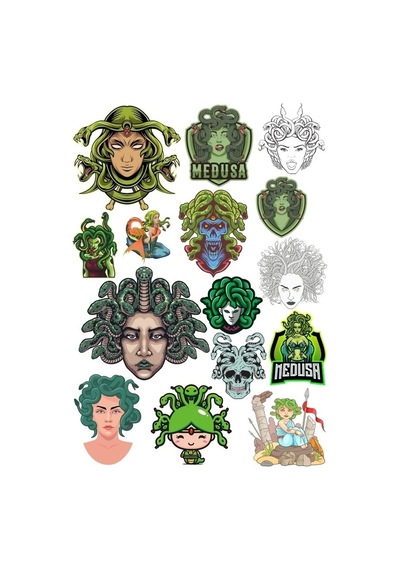 Medusa Sticker Set 14 Parça Telefon, Tablet, Defter, Laptop Sticker